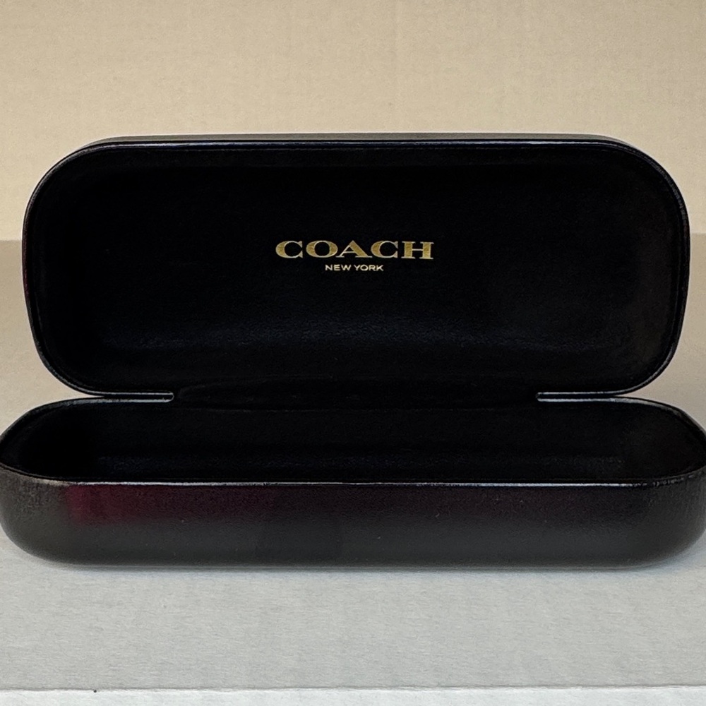 COACH New York Clamshell/Hardshell Eyeglass Case/Black Embossed Leather